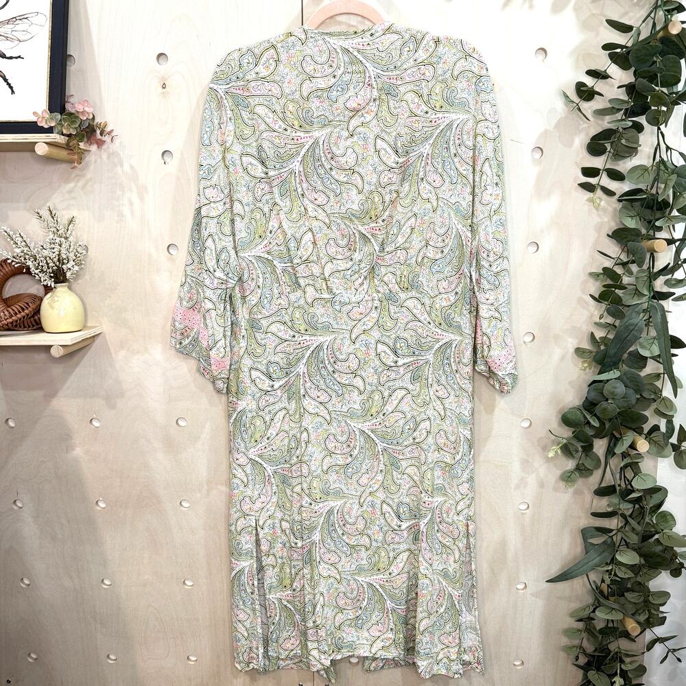 Anthropologie Green and Pink Paisley Robe - Picture 10 of 15